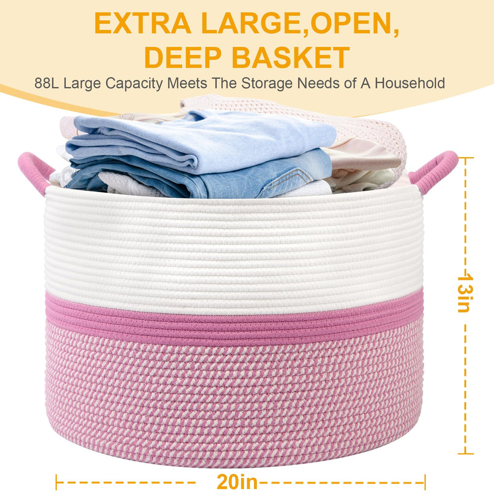 HOBASKET woven cotton rope basket highlighting durable material.