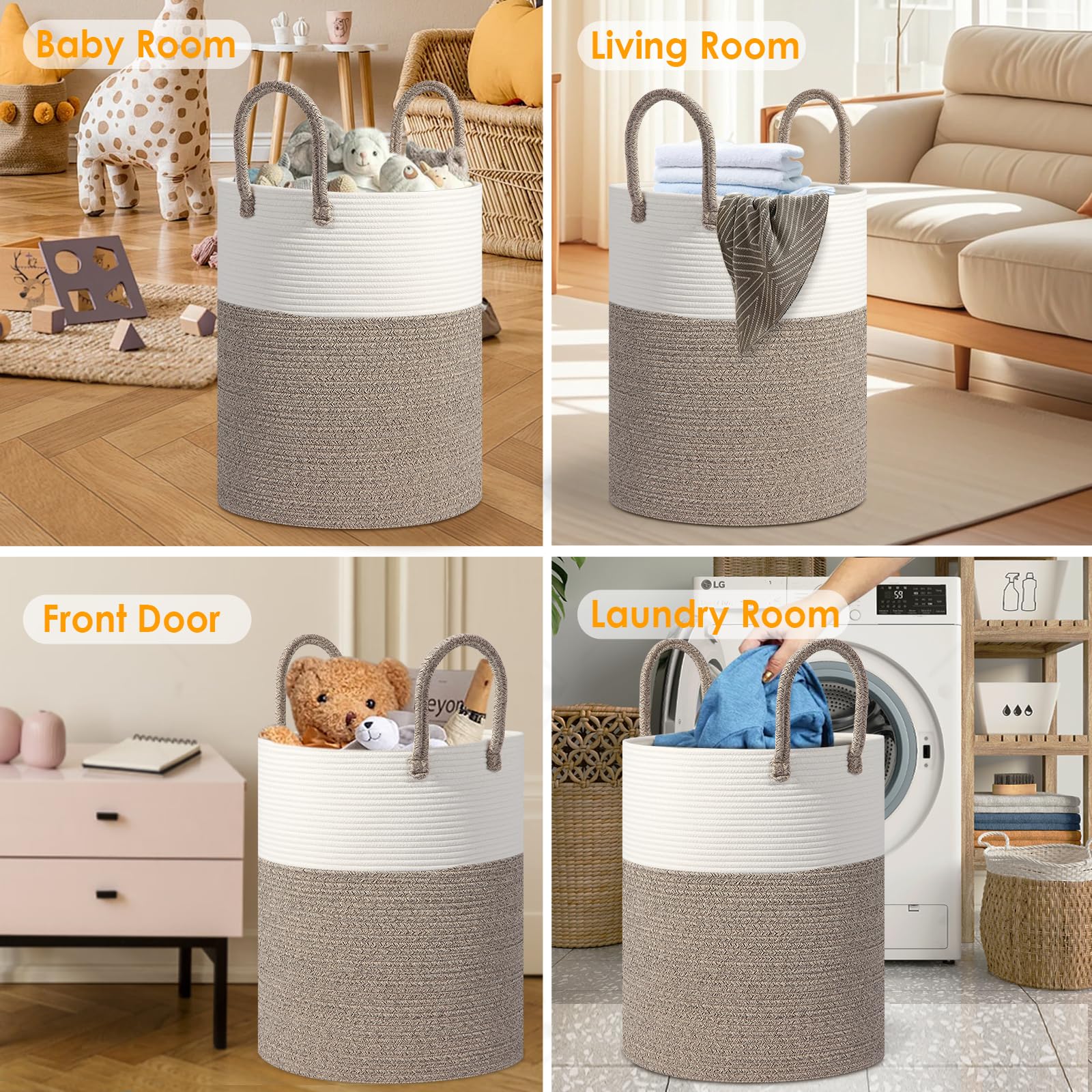 HOBASKET woven decorative basket in living room adds warmth and style