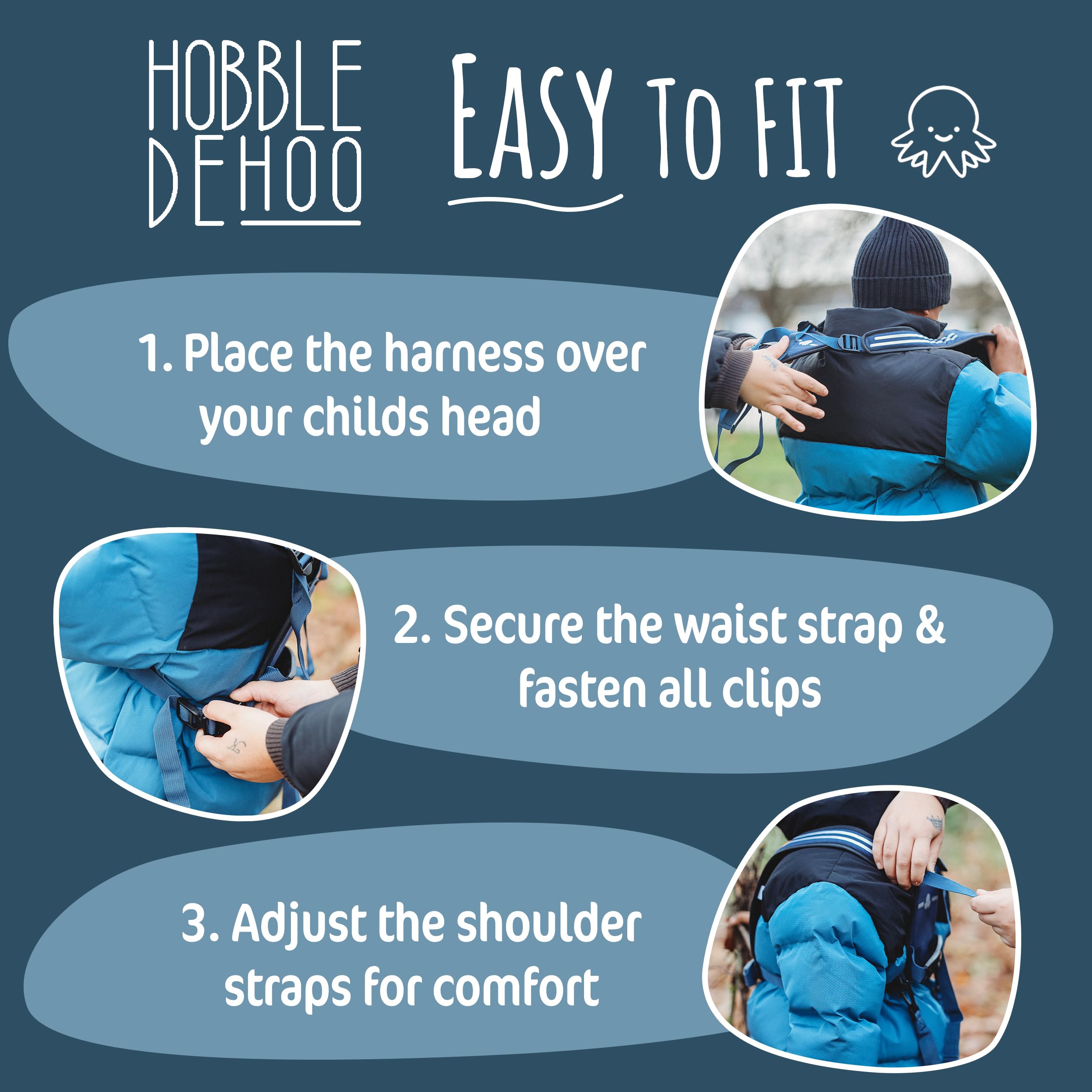 Hobble De Hoo Active XL Harness quick-release buckle for easy on and off.