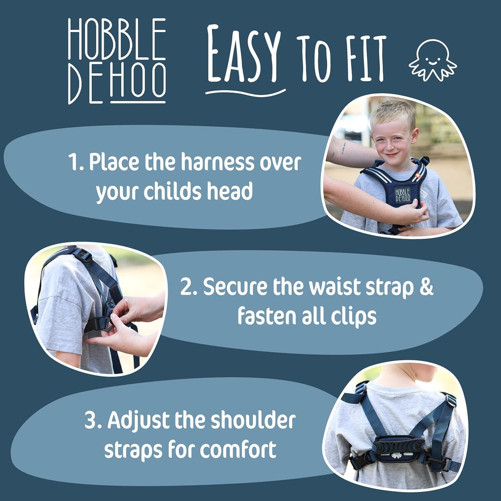 Hobble De Hoo blue back handle offers extra control during outings.