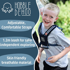 Hobble De Hoo blue padded shoulder straps reduce pressure while active.