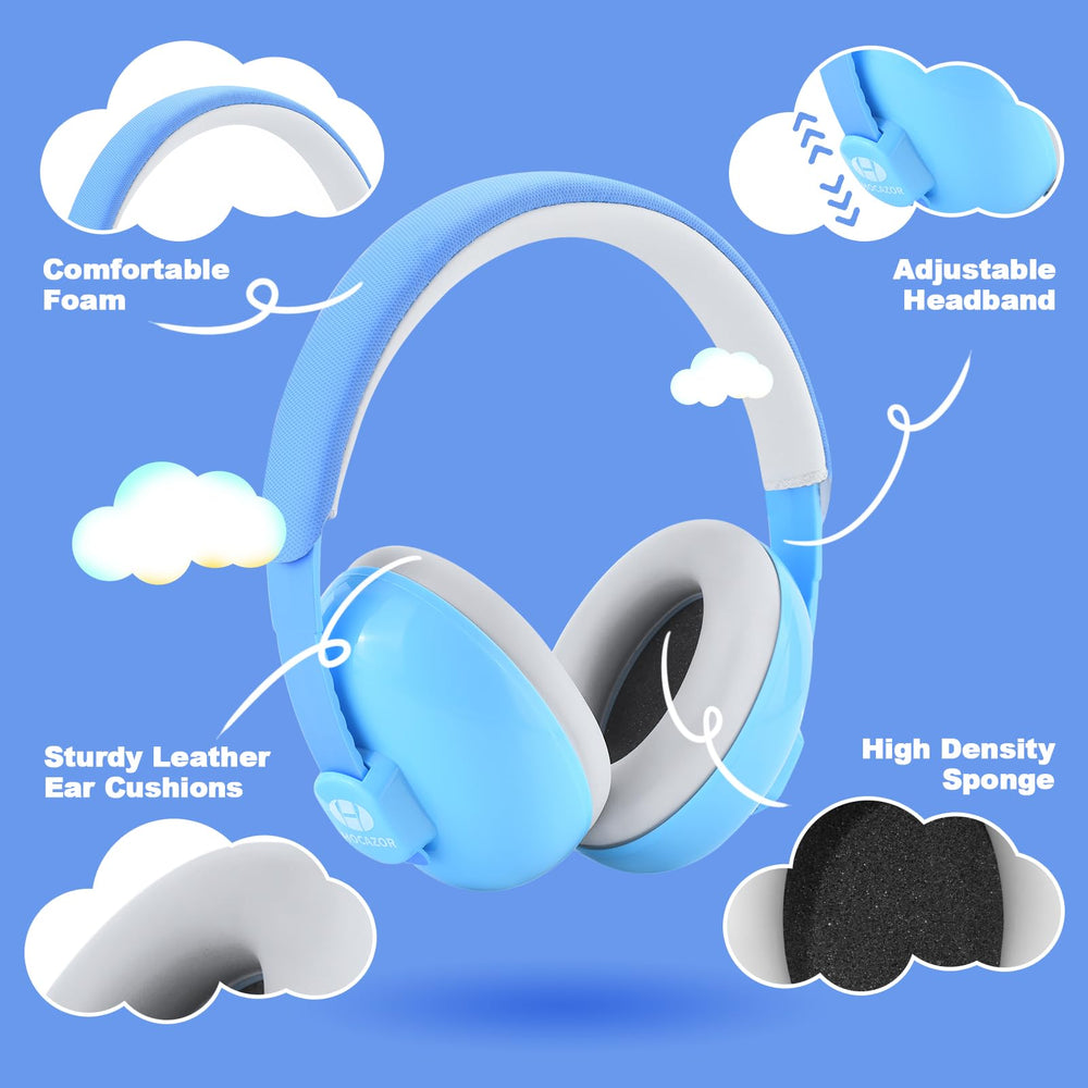Hocazor HZ002 lightweight baby headphones worn by a toddler for comfortable wear