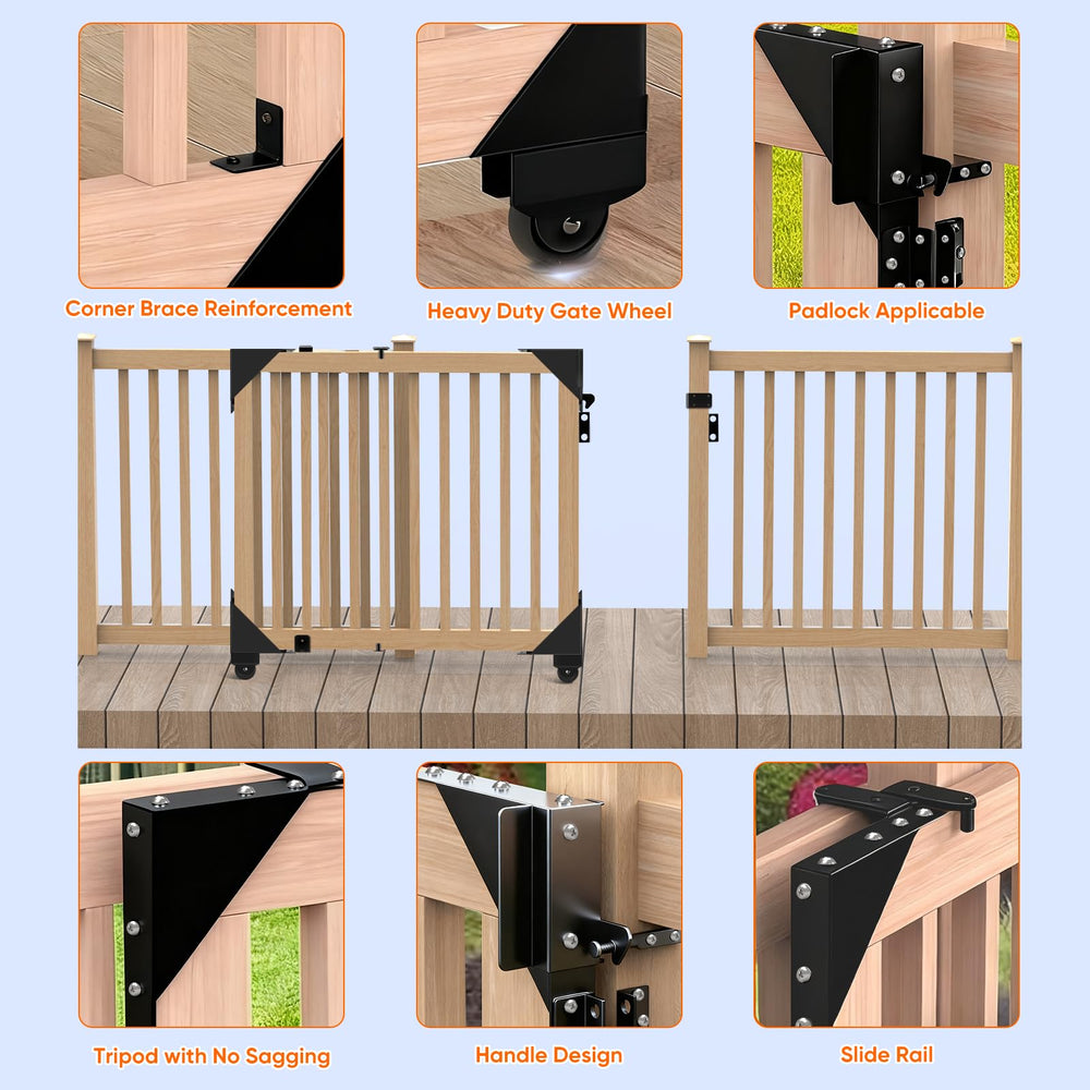 Hoeine noise-dampened track reduces squeaks for pet-friendly gate use.