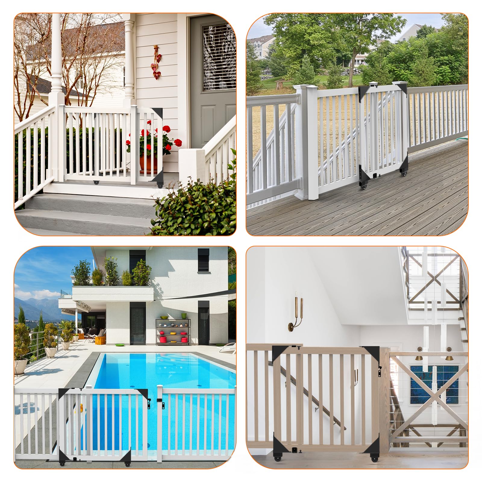 Hoeine porch and barn gate applications simplify secure gate mounting.