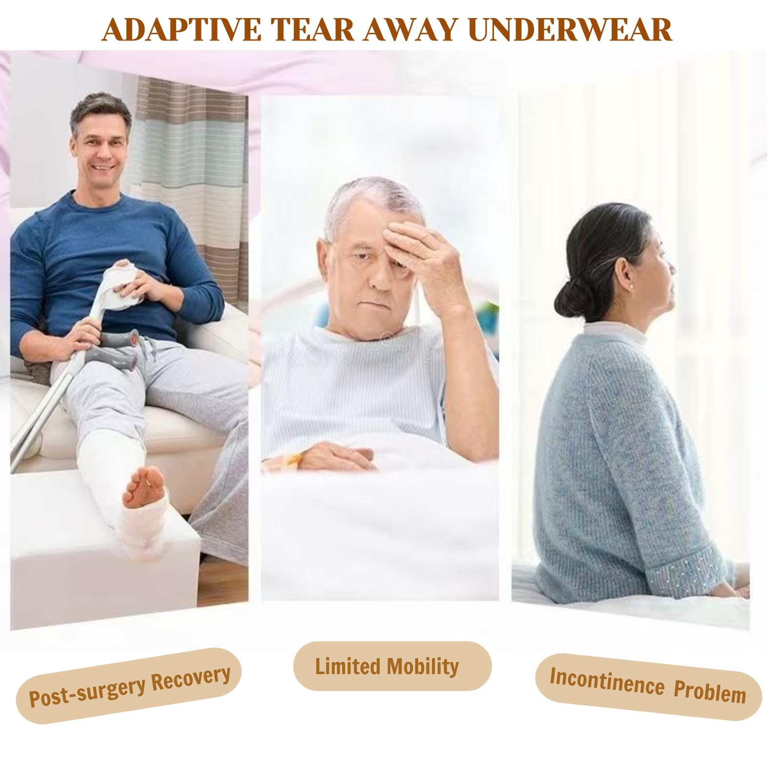 HOEOLYDI adaptive tear-away underwear with snap-side closures for versatile care.