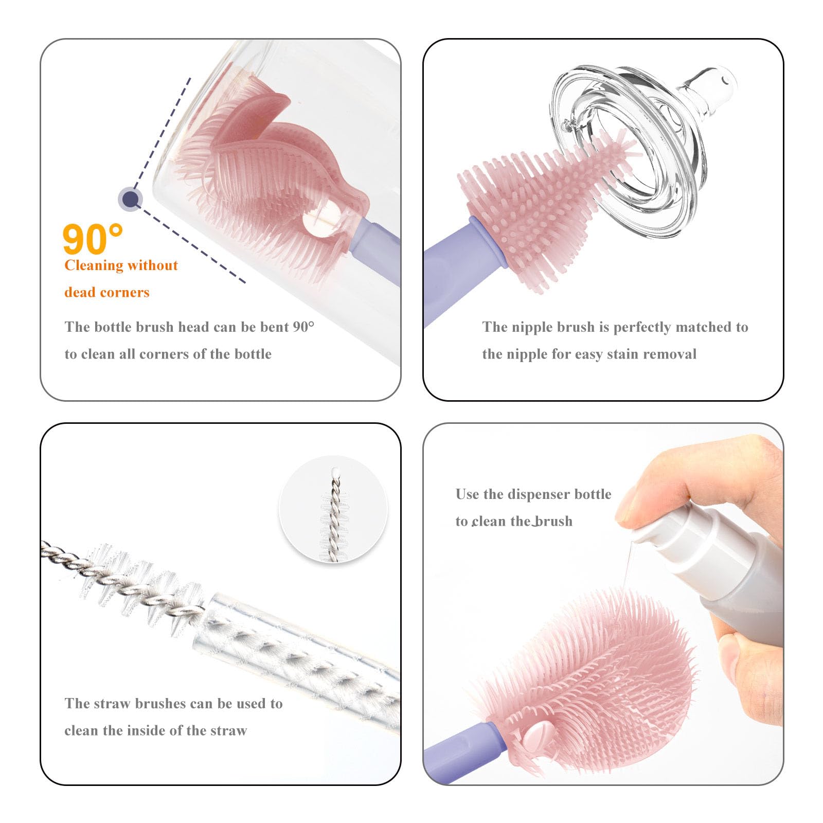 Hoerev straw brush reaches inside straws for thorough cleaning