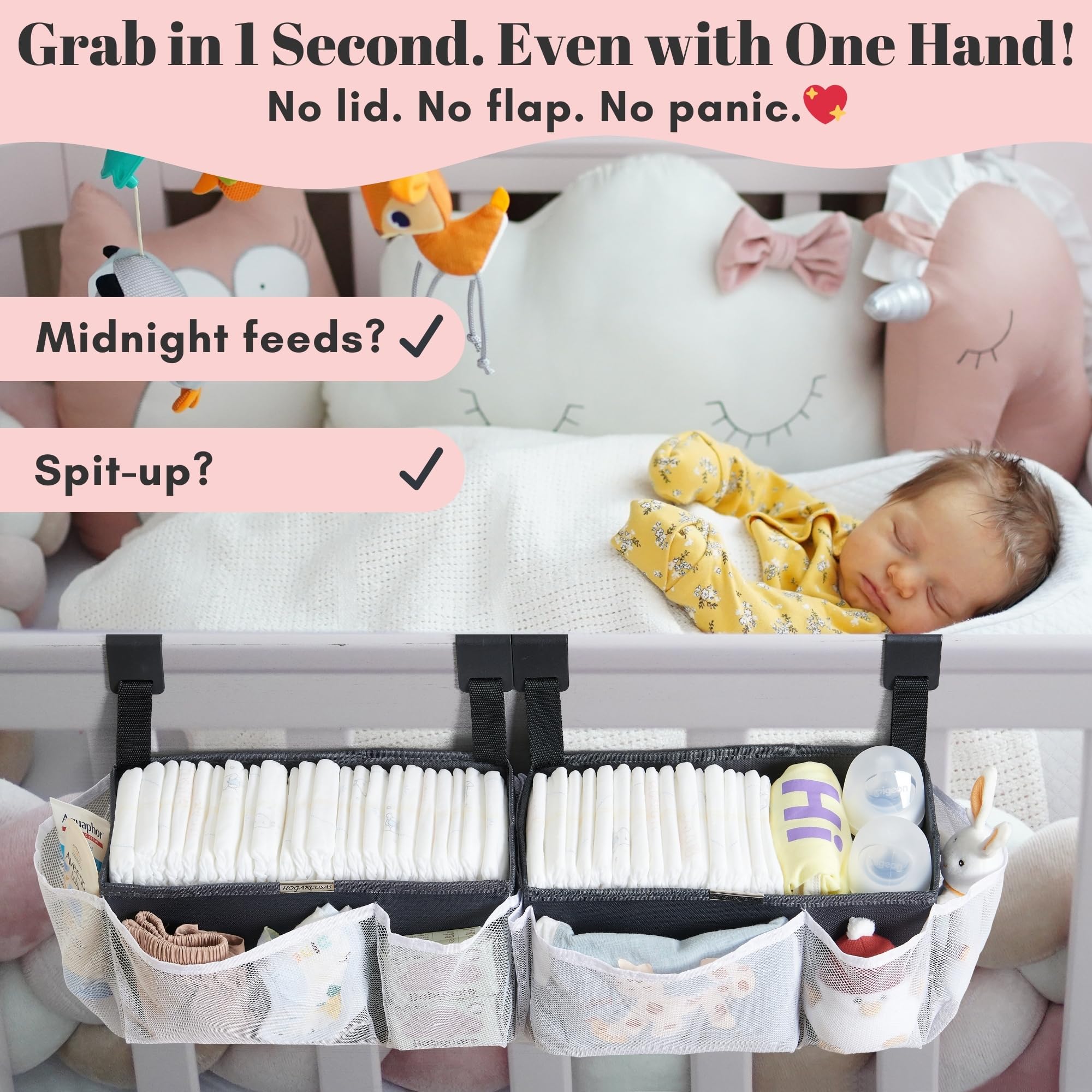 HOGARCOSAS washable diaper organizer keeps newborn essentials neatly organized and ready.