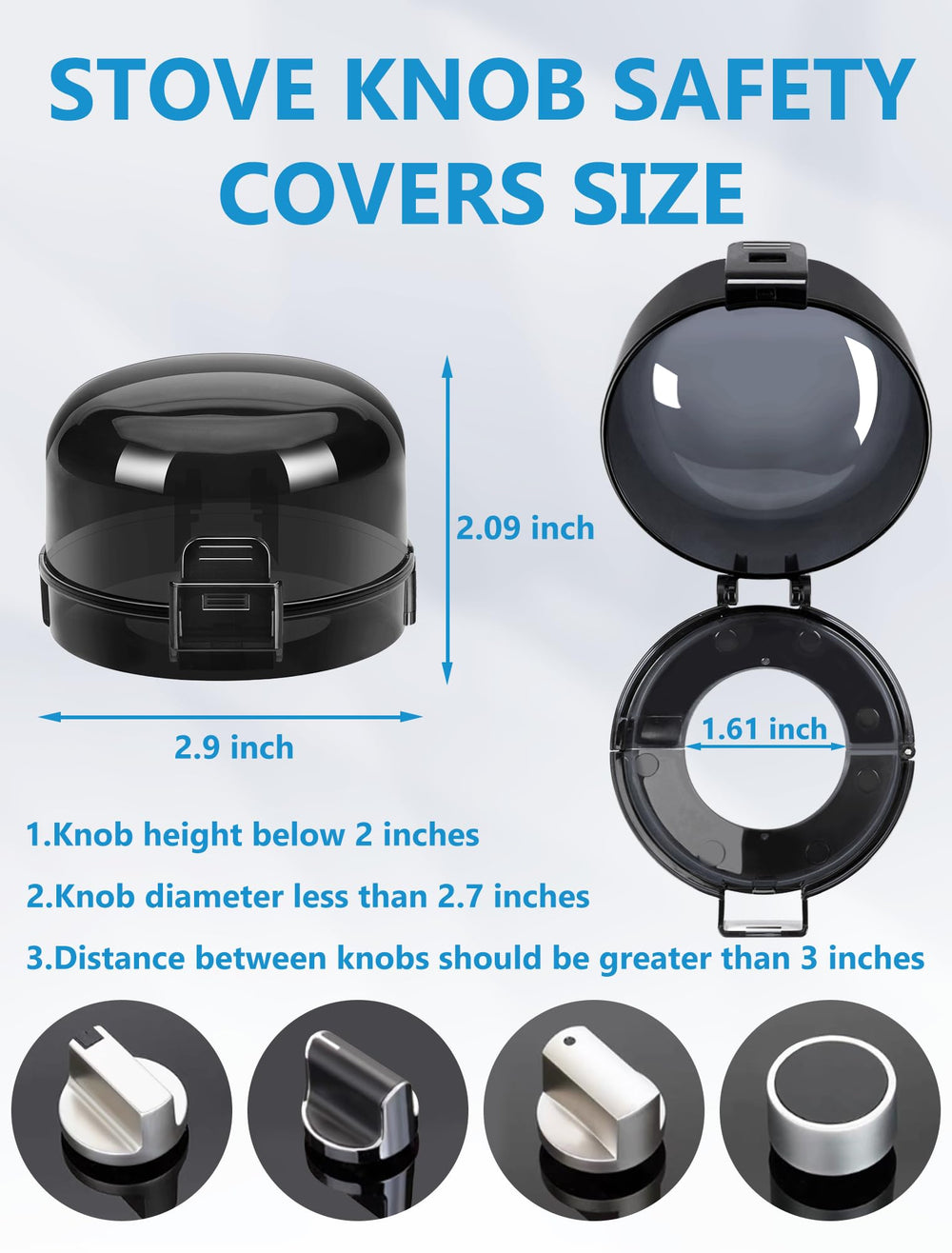 HOIGRBOM stove knob cover installed on a stove prevents accidental knob turning.