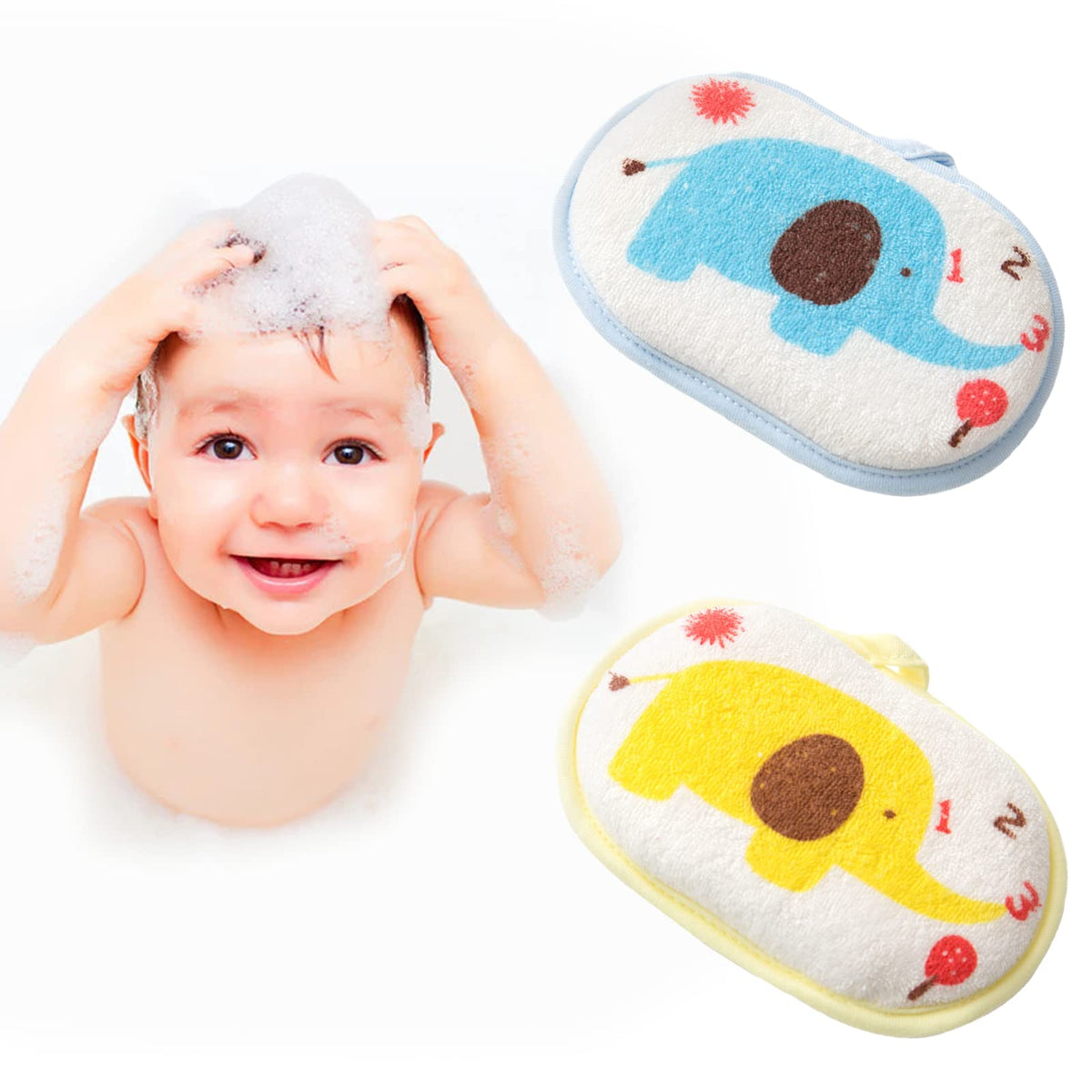 Hokoad baby bath sponge elephant shape for gentle cleansing during bath time