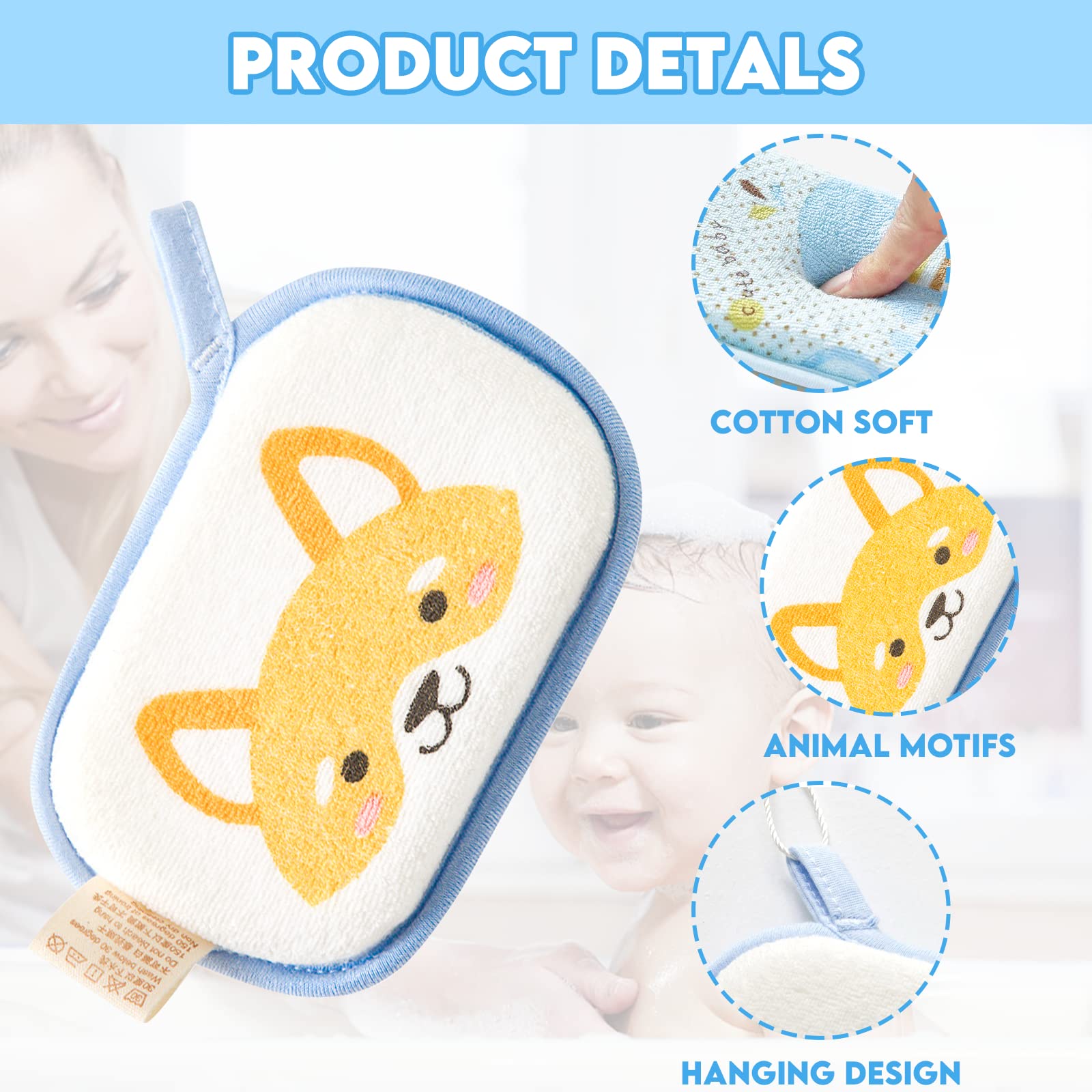 Hokoad sponge set with soft cotton outer layer and high absorbency