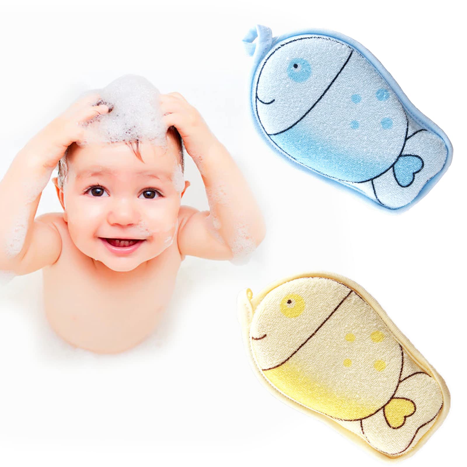Hokoad baby bath sponge in fish shape for gentle cleansing and playful bath time.