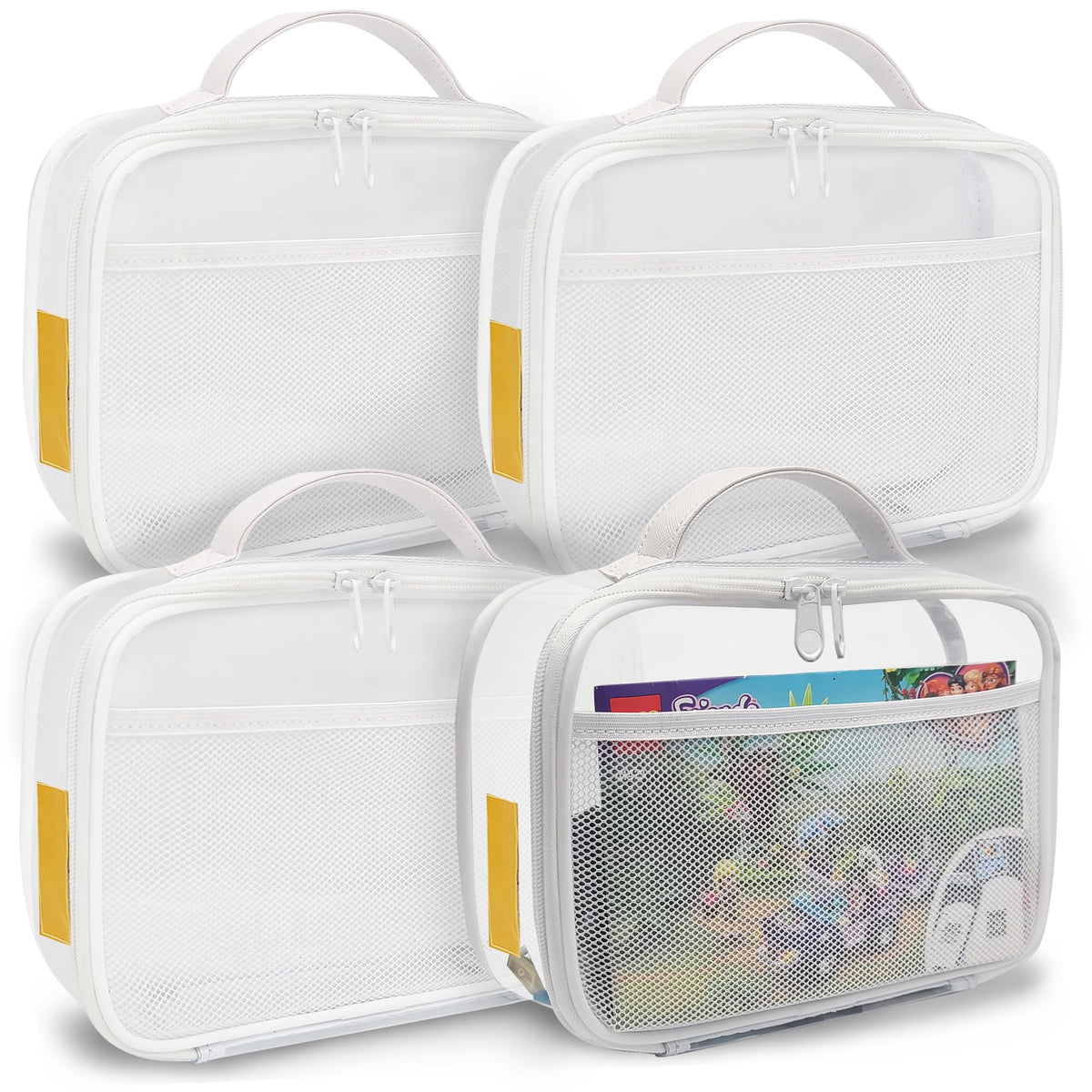 Holay 4-pack PVC zipper blocks case closed, portable storage for toys and clay