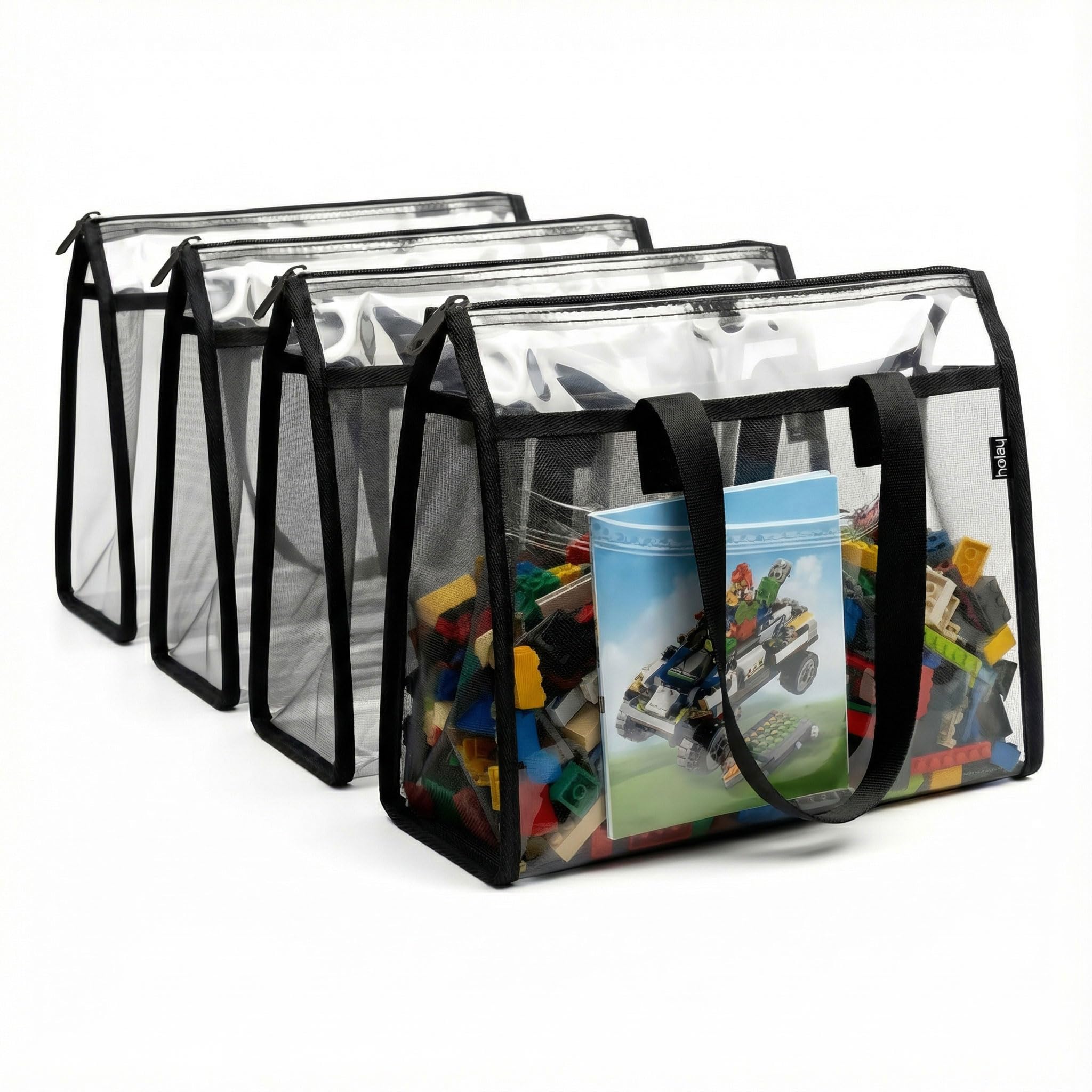 Holay clear toy storage bags with handle easy to spot toys