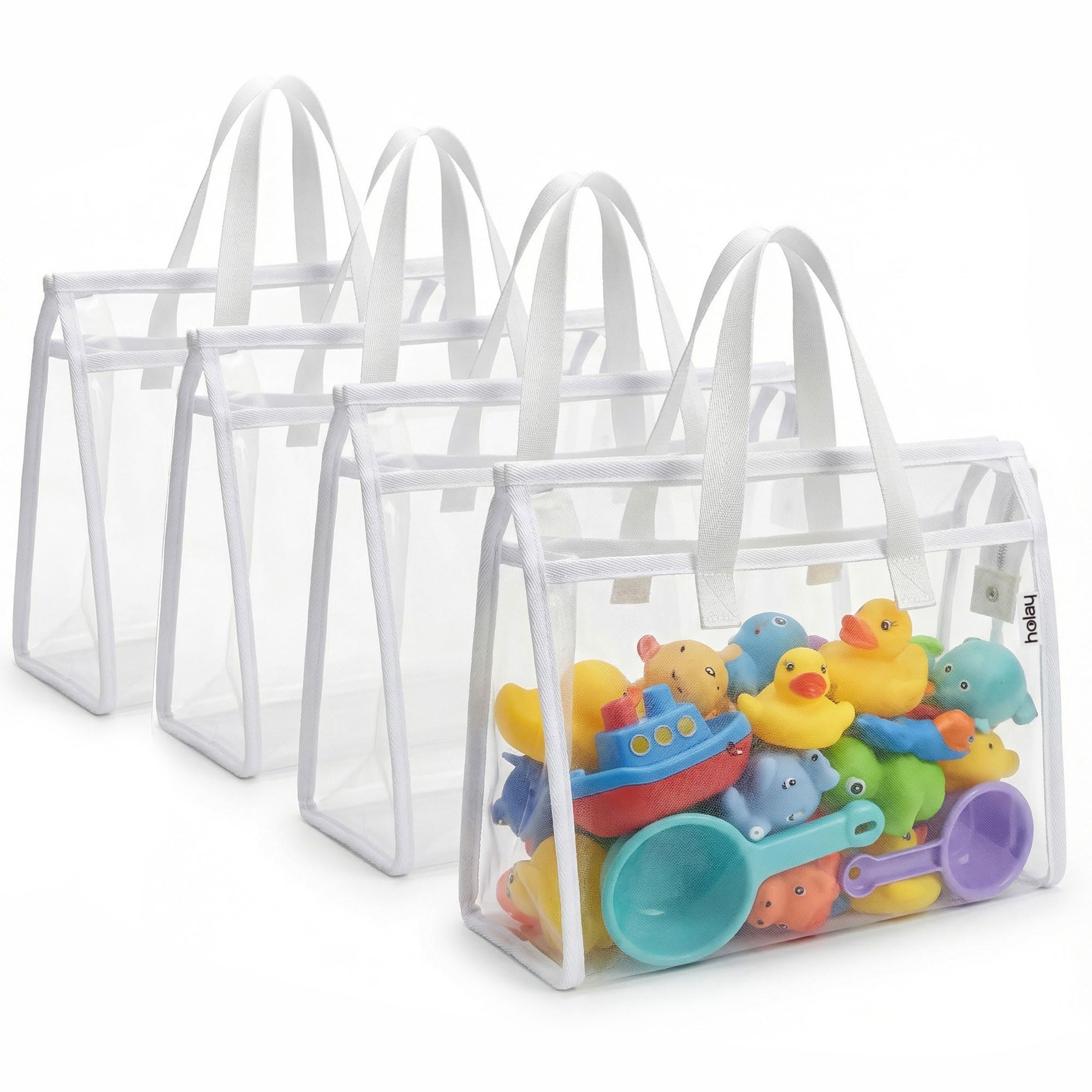 HOLAY clear toy storage bags with handles for easy playroom organization