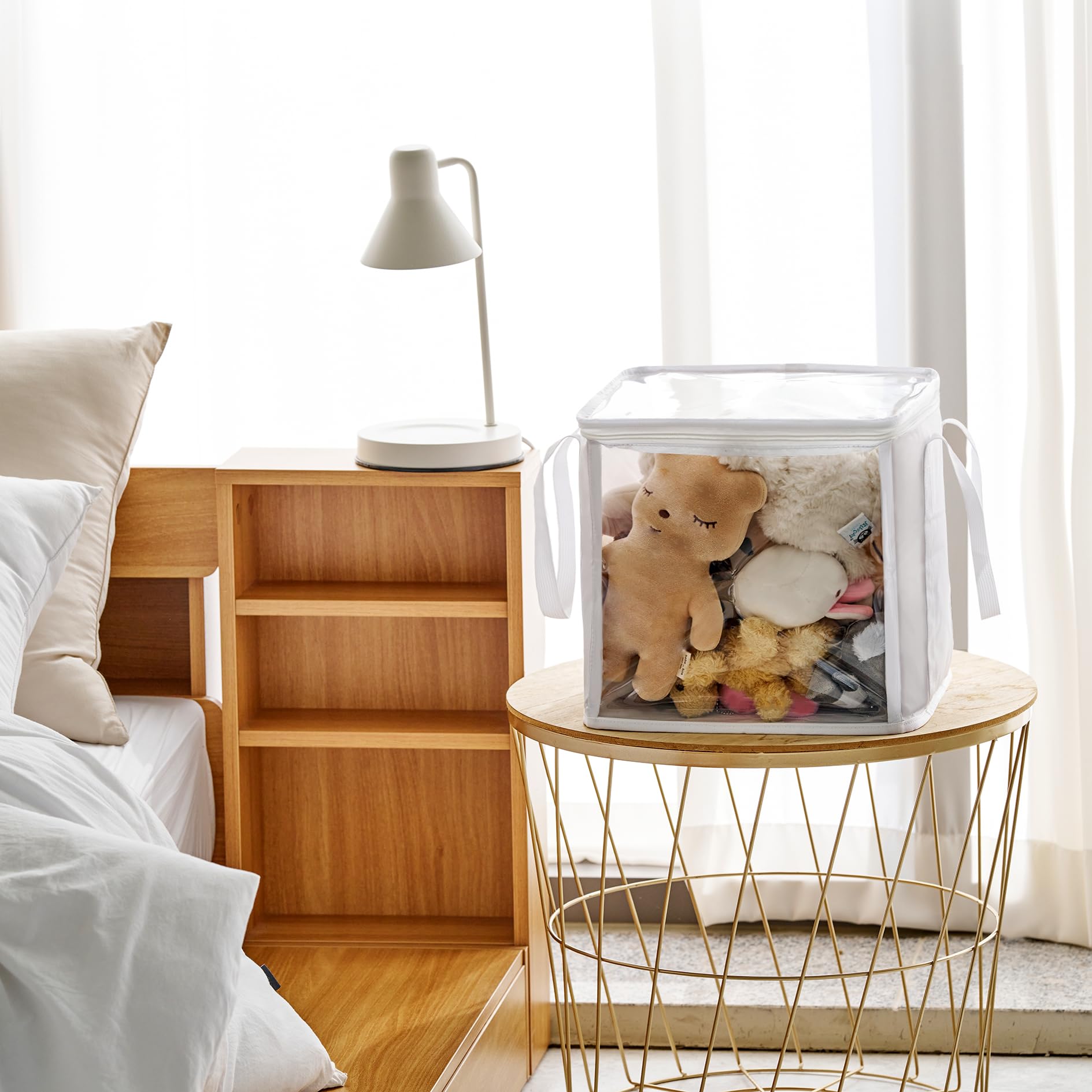 Holay foldable storage boxes with dust-proof lids saving space when not in use