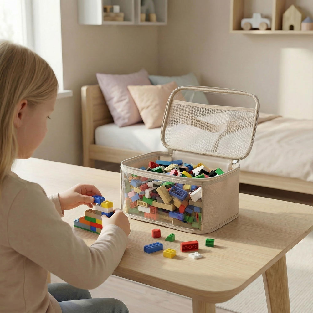 Holay reinforced-base toy storage bag holding heavy toys inside