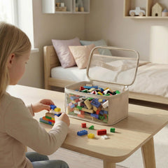 Holay reinforced-base toy storage bag holding heavy toys inside
