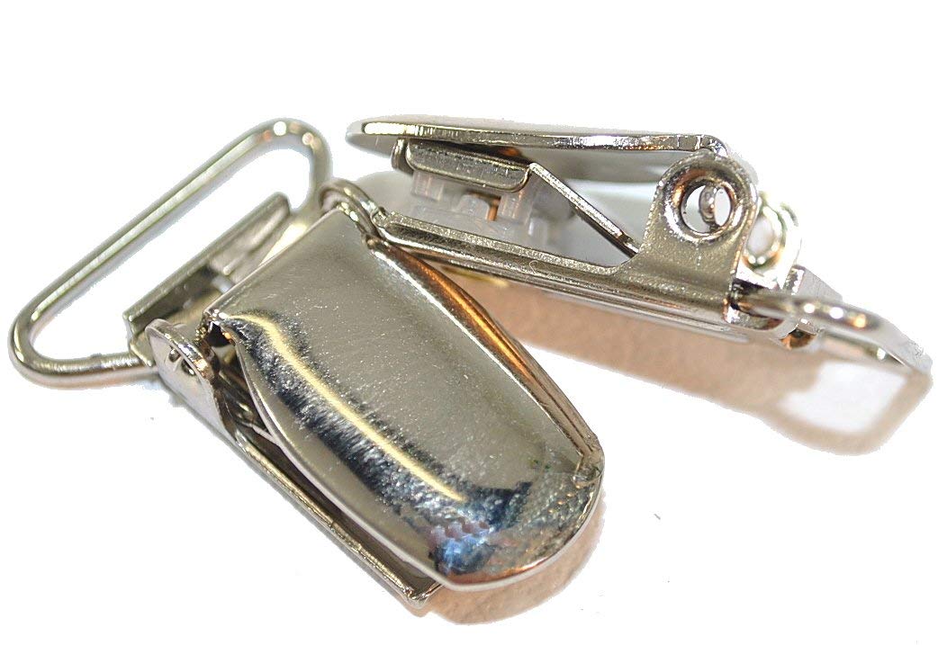 Hold-Up Suspender Co. center-pin closeup demonstrates secure locking for thick fabrics.