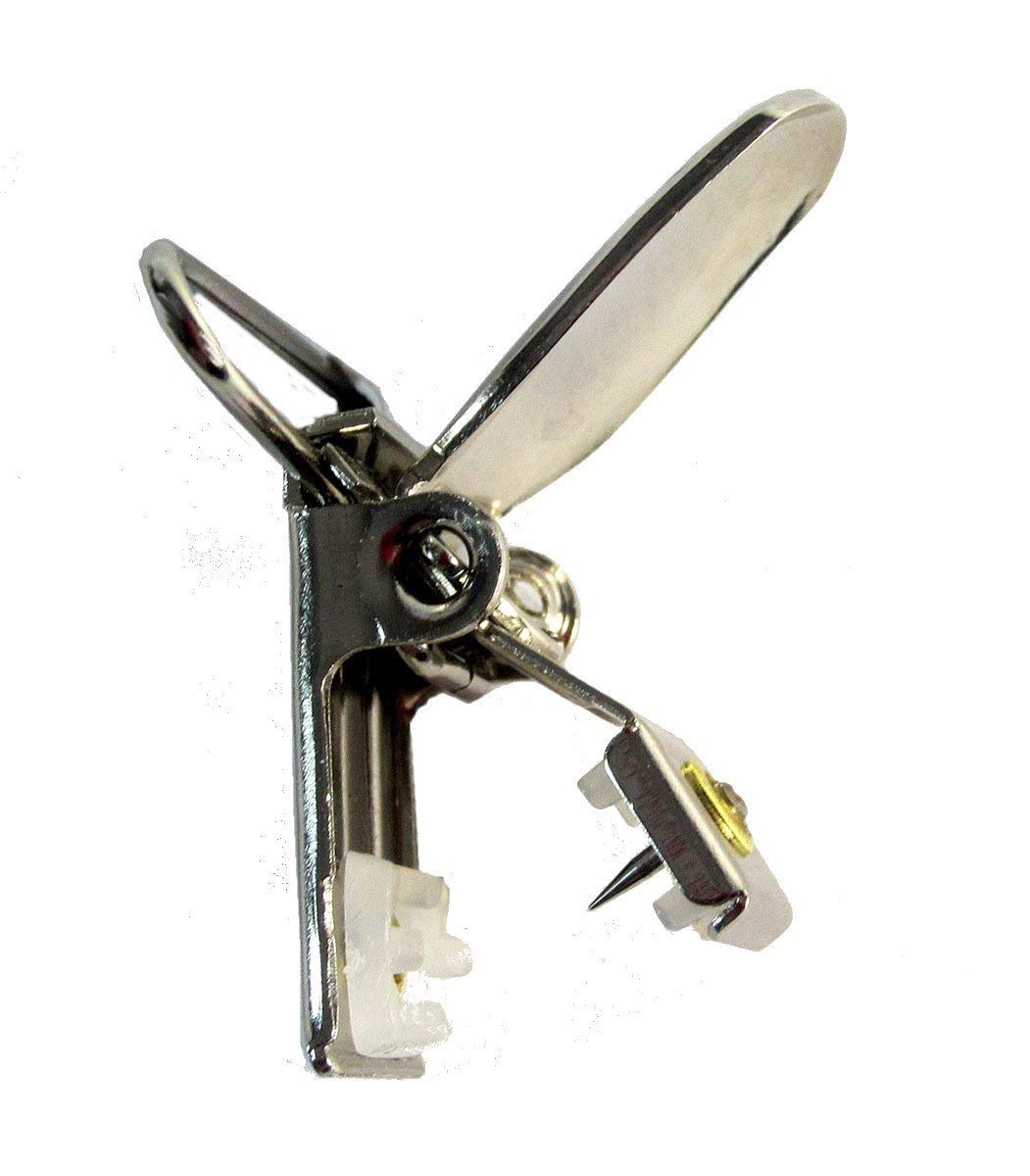 Hold-Up Suspender Co. silver 1-inch no-slip clip 6-pack in action for secure fabric attachment.
