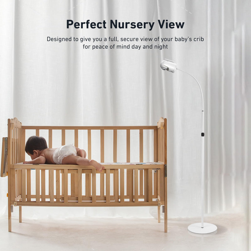 Height-adjustable pole on Holicfun raises the monitor for a full crib view.