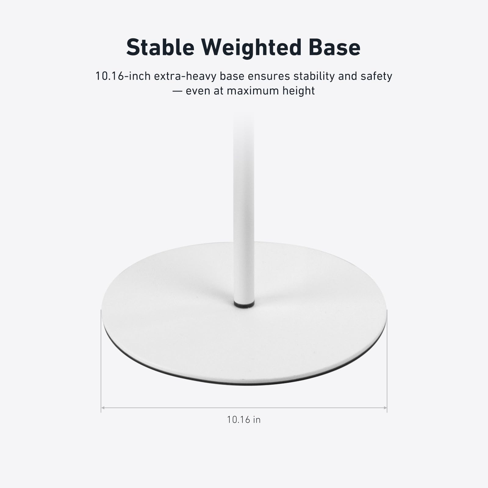 10.16-inch weighted base keeps the Holicfun stand steady near the crib.