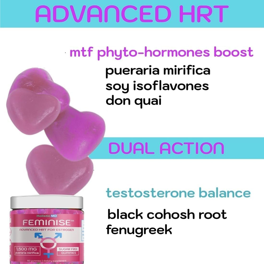 Holistic MD HRT gummies close-up highlighting chewy texture.