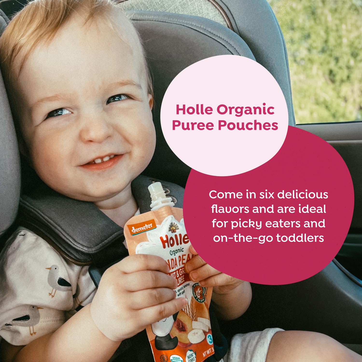 Holle baby eating puree with spoon demonstrates real life mealtime use