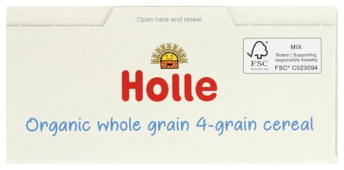 Holle Organic Cereal on store display signals approachable option for busy families.