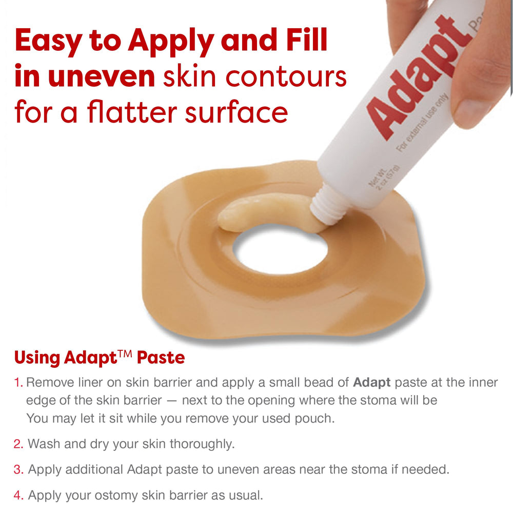Hollister paste tube with red cap for quick access during care.