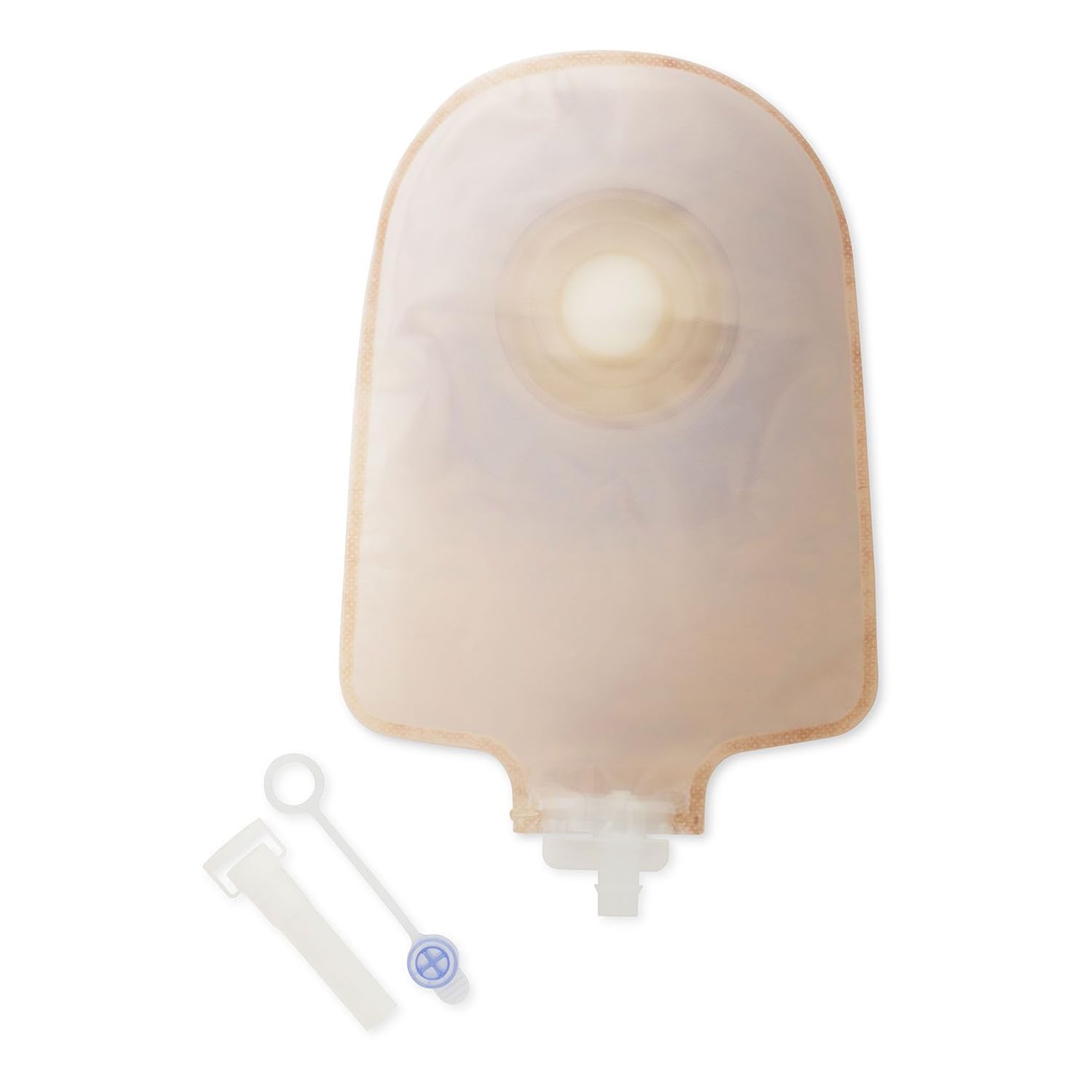 Hollister 8485 Premier pouch shows anti-reflux valve to minimize backflow.