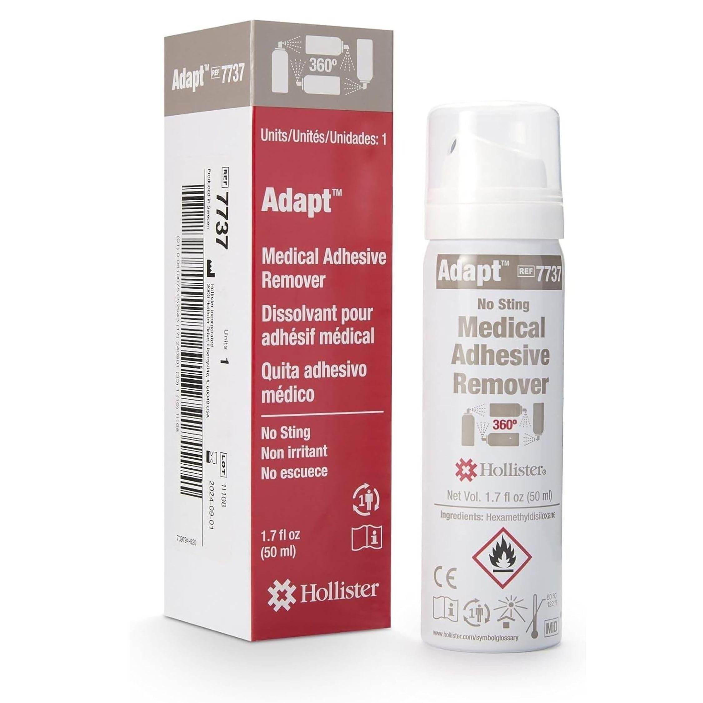 Hollister Adapt spray edge removal for easy barrier removal around the skin.