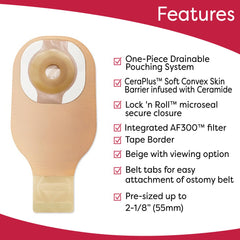 Hollister CeraPlus Soft Convex 12in pouch AF300 filter for odor control.