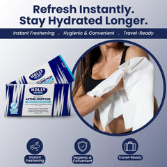Holly Body Wipes rinse-free convenience for quick cleanups without water.