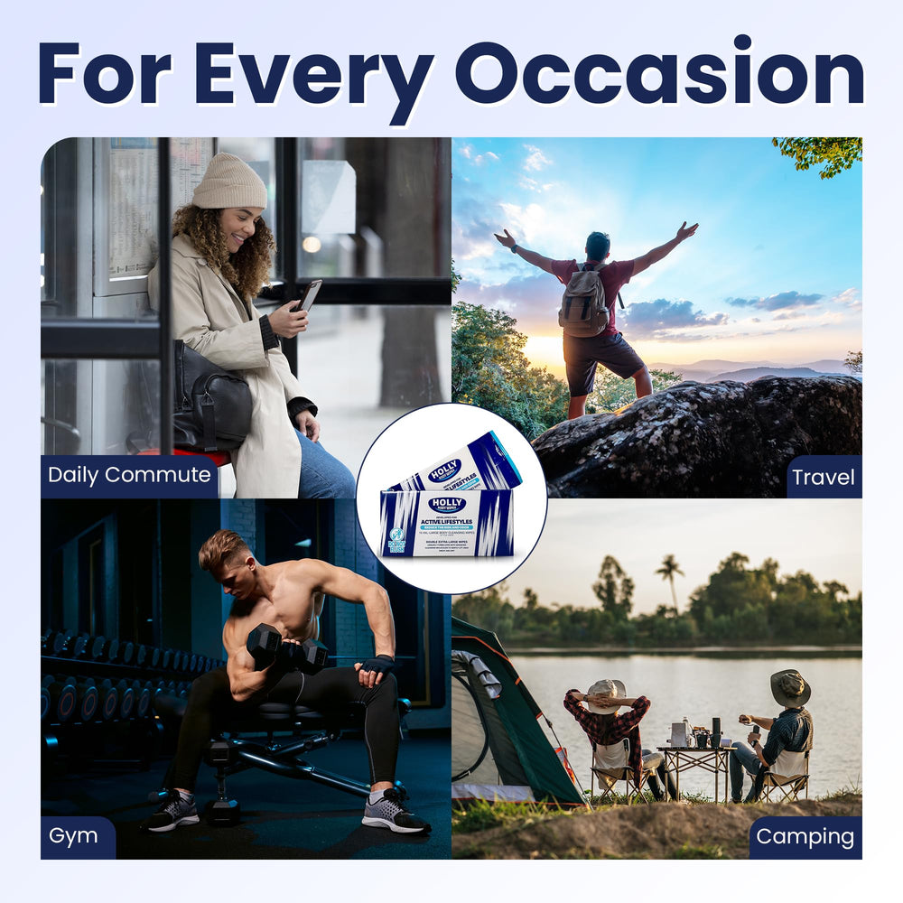 Holly Body Wipes travel companion for gym goers and hikers.