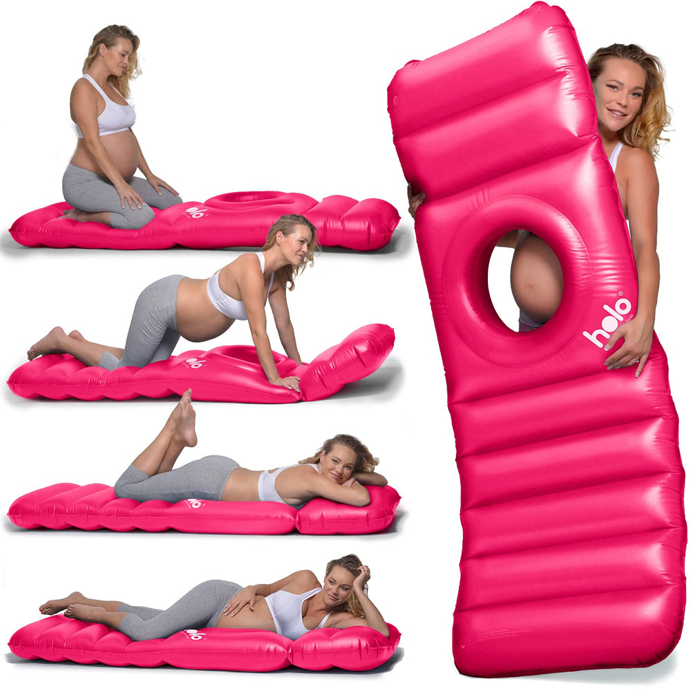 HOLO original inflatable pregnancy pillow with hole view for tummy sleep comfort.