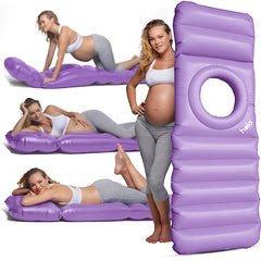 HOLO pregnancy pillow with hole front view supports belly and back during tummy sleeping.