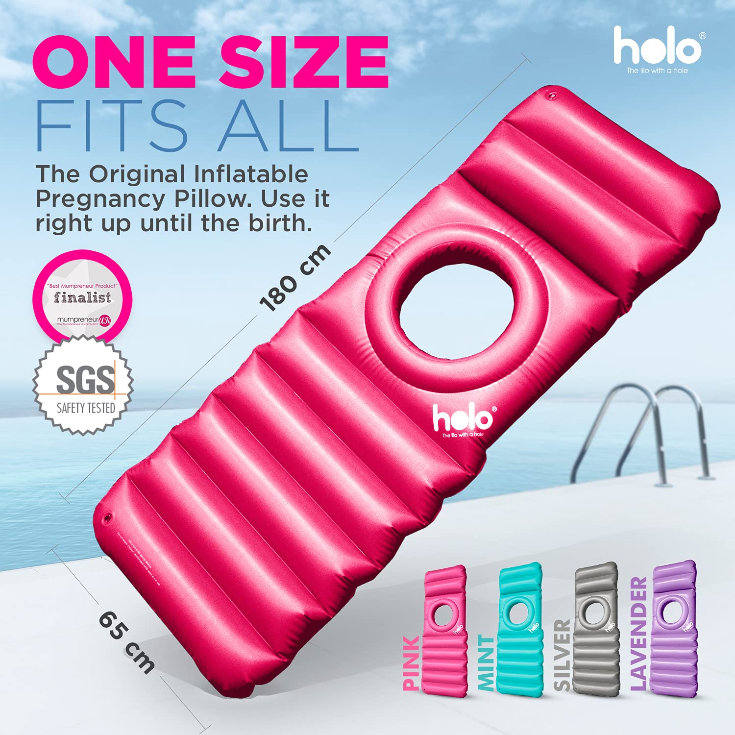 HOLO portable and easy to inflate for on-the-go comfort.
