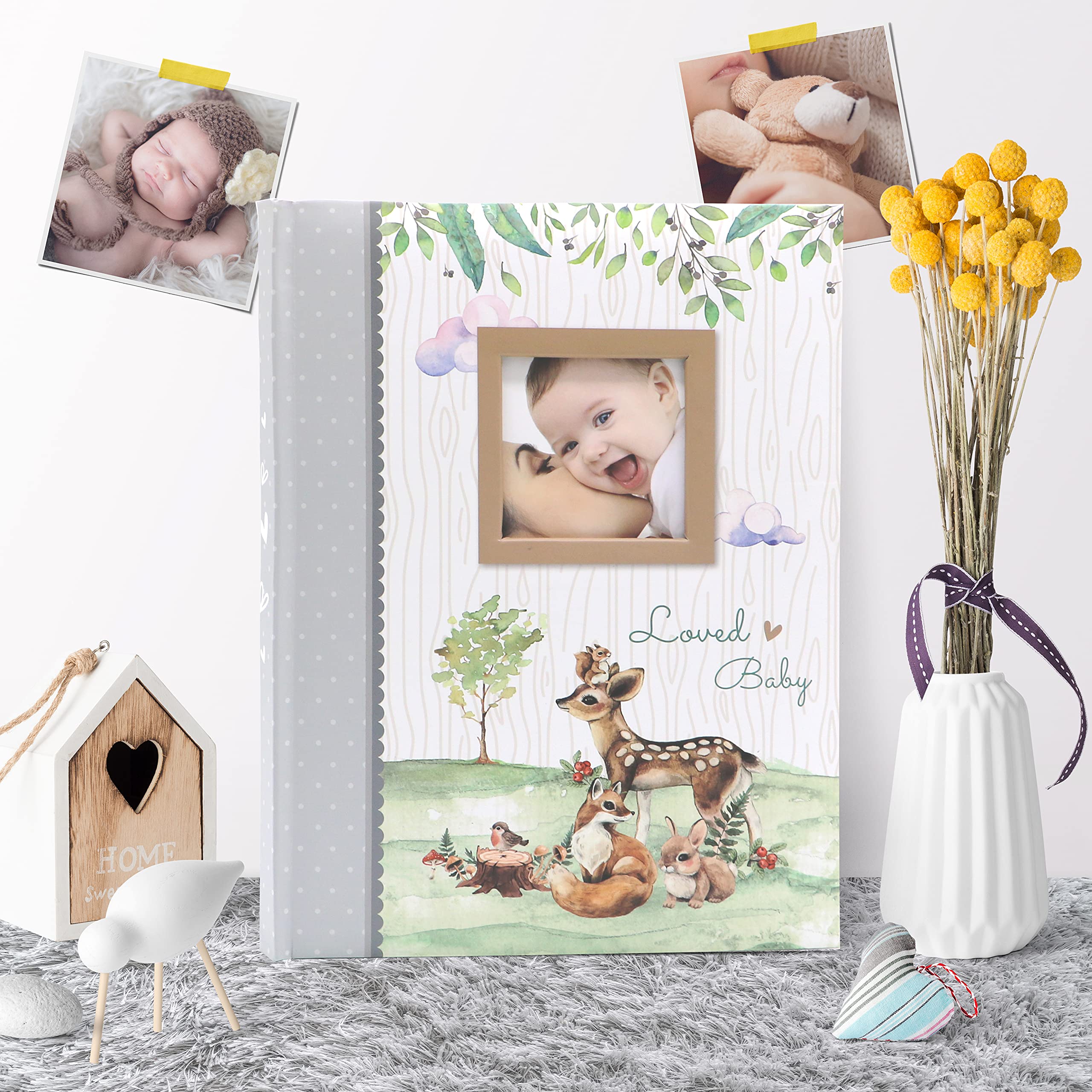 Growth chart and milestone sections help track five years of memories.