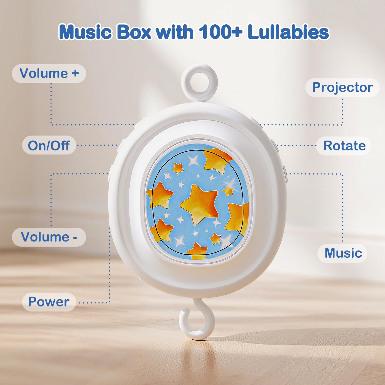 HOLYFUN crib mobile uses BPA-free materials with smooth edges for safety.