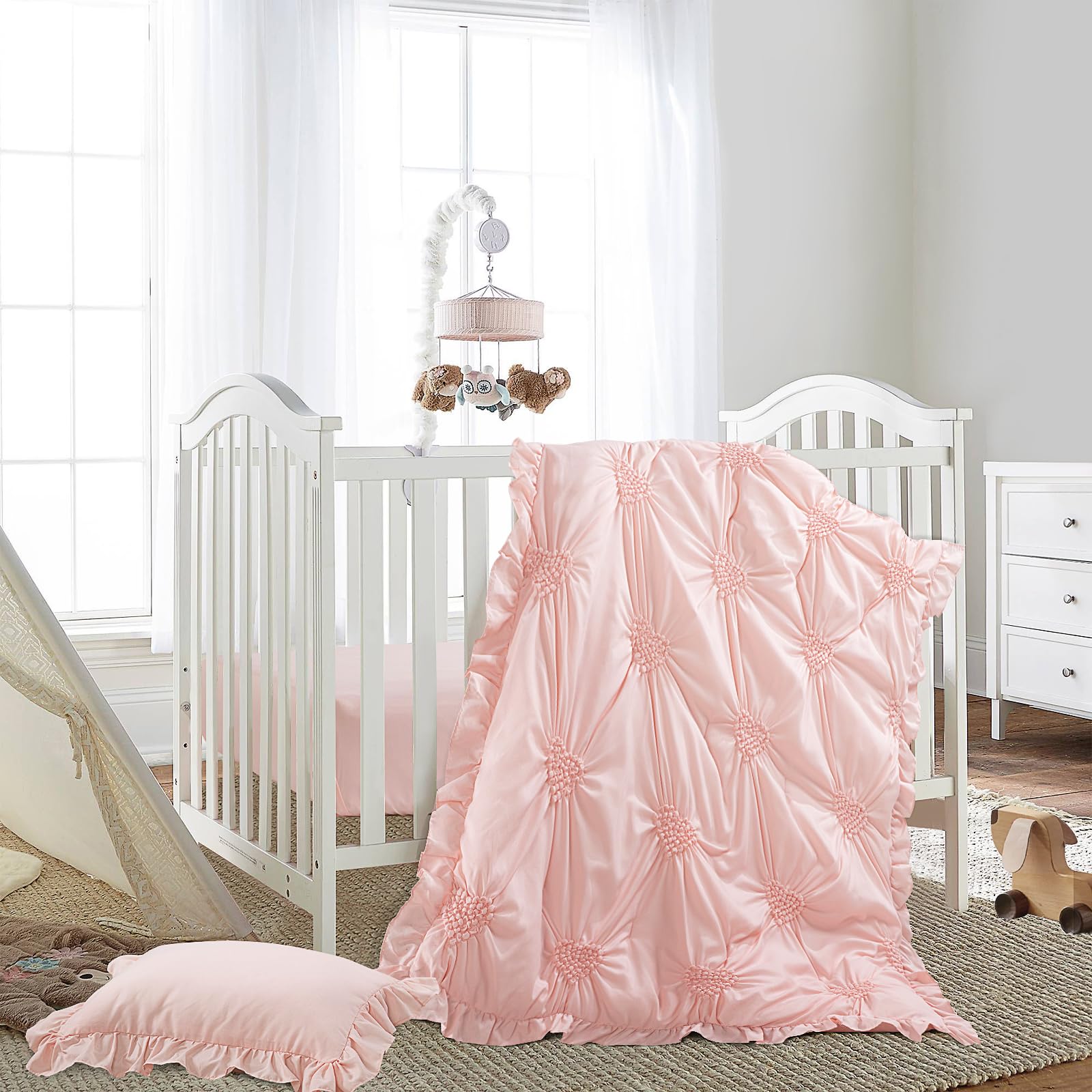 HOMBYS comforter 55x37 inches showcases pinch-pleat style for cuddly warmth