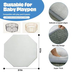 HOMBYS octagonal 61x61 playpen mat unfolded for a roomy setup.