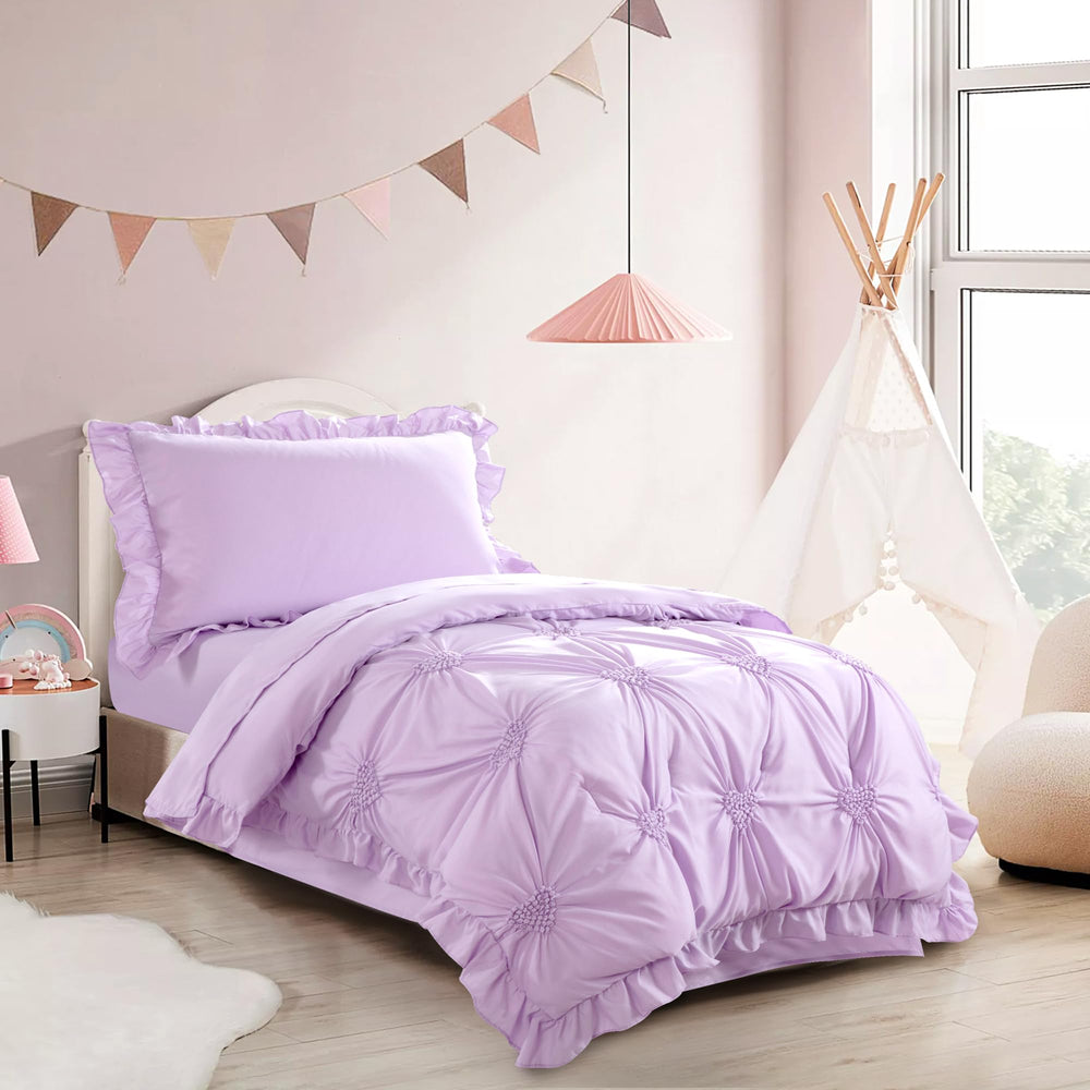 HOMBYS pintuck with ruffles design adds cute, decorative flair.