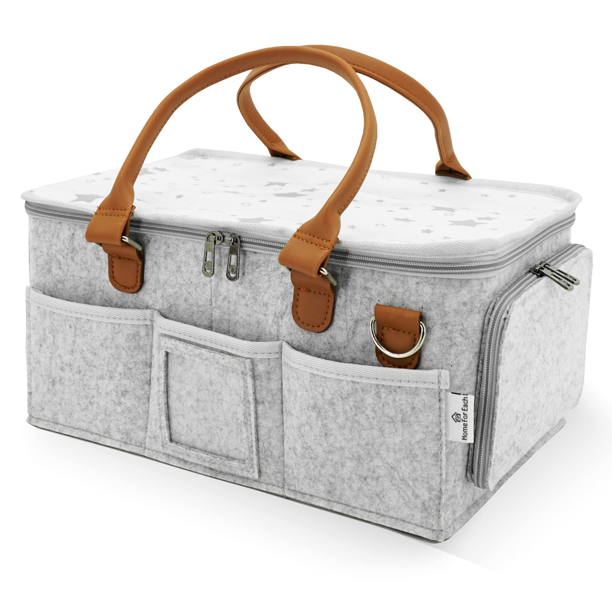 HOME FOR EACH diaper caddy with lid closeup highlights durable build for organized nursery storage