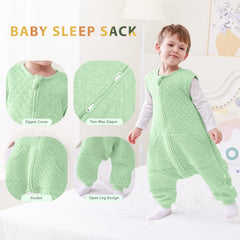 HOMEAL 1.0 TOG sleep sack Sage side view showing leg openings and pockets.