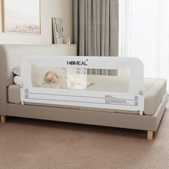Homeal 59in foldable bed rails with U-shape base provide added stability for toddlers