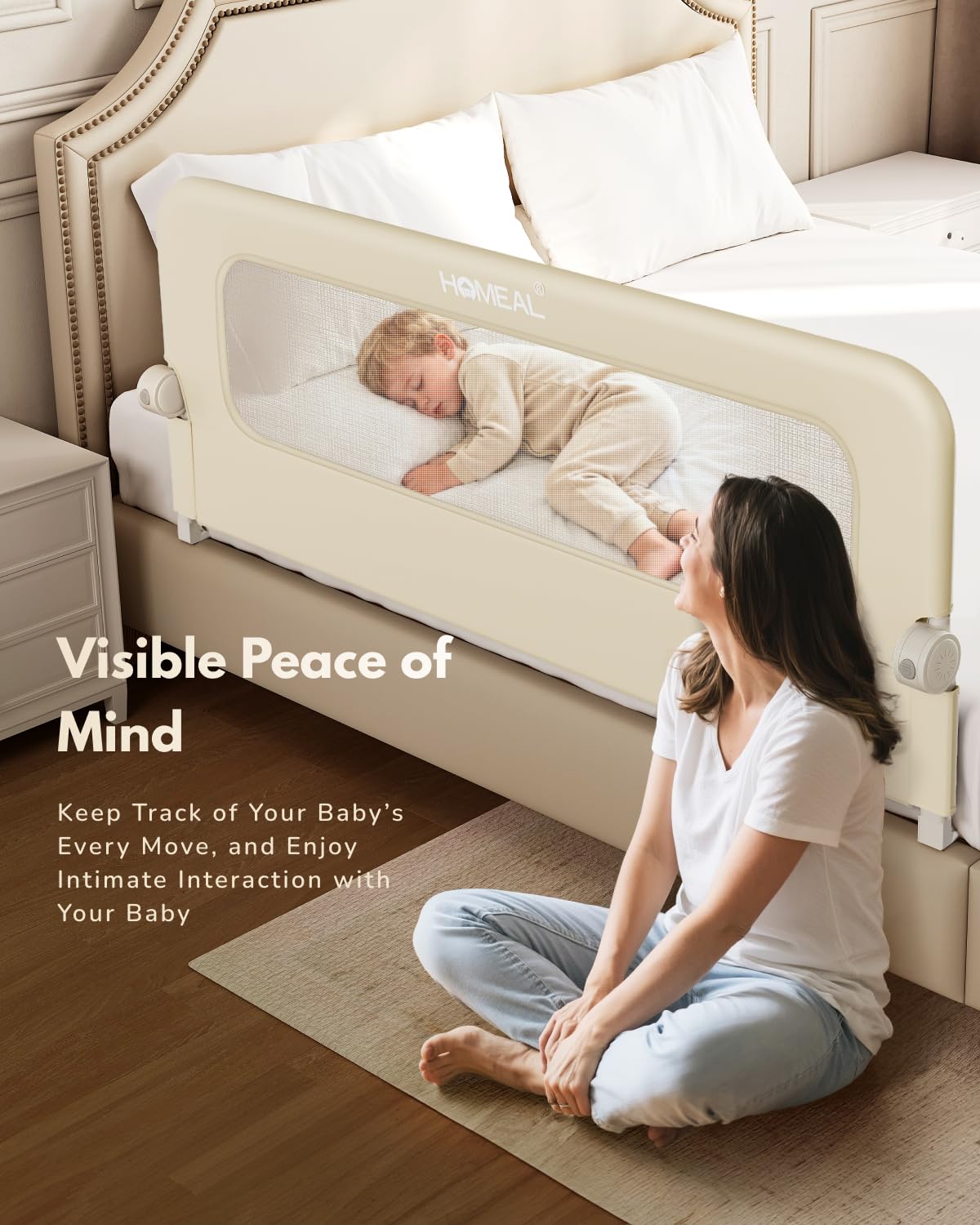 HOMEAL beige color option fits many rooms and bed styles.