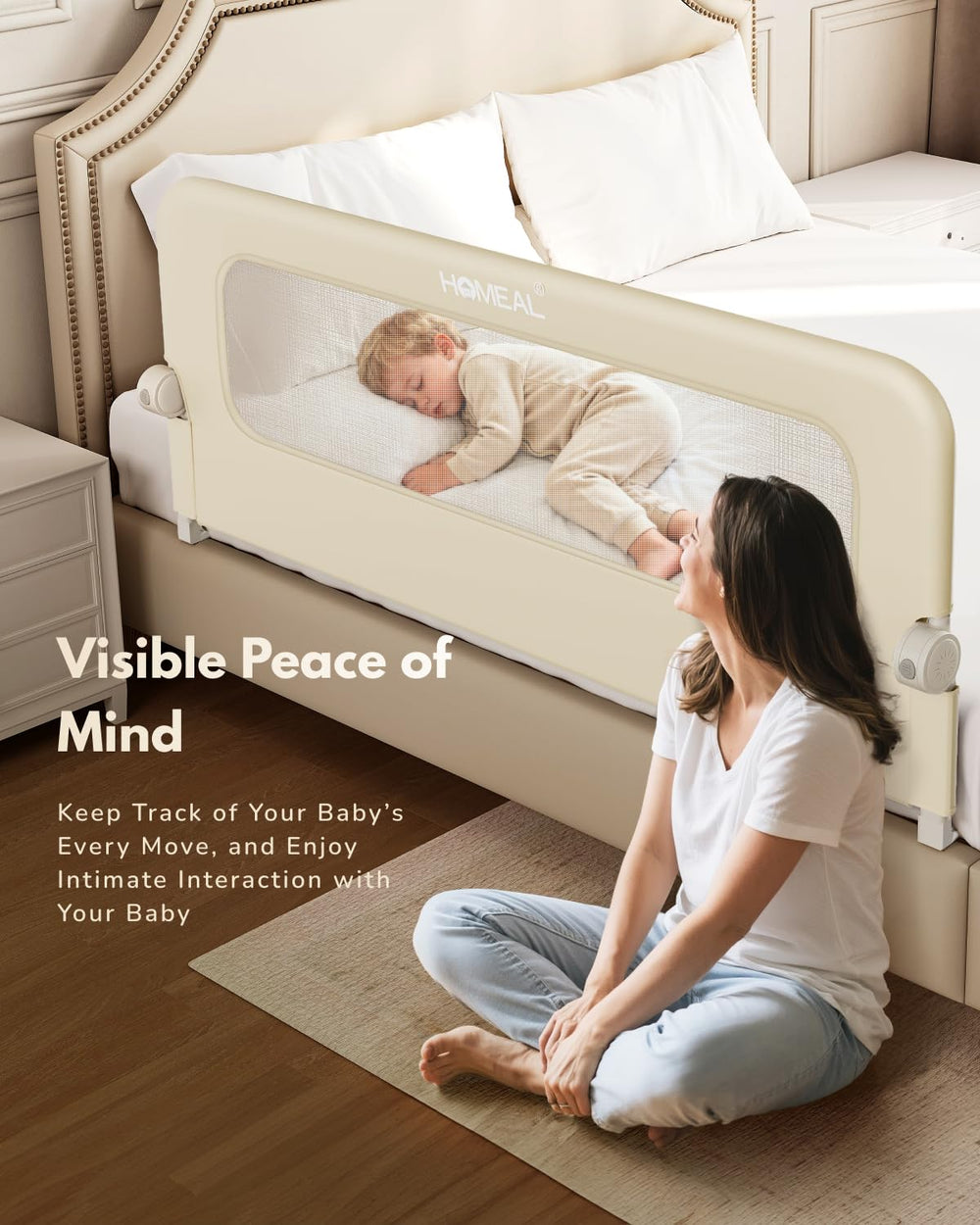 HOMEAL beige color option fits many rooms and bed styles.