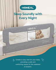 HOMEAL bed rail with dual bottom rods enhances stability for toddlers.