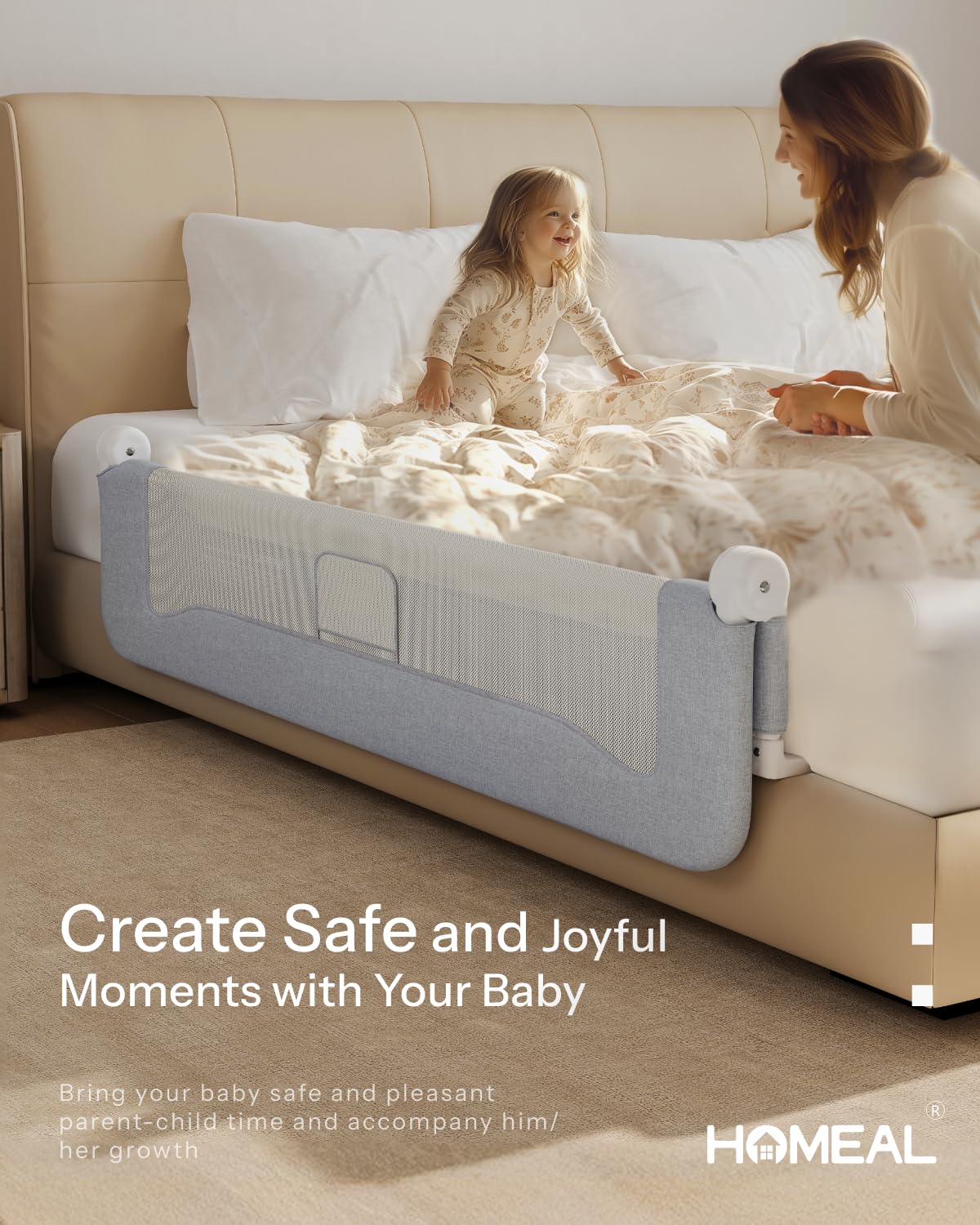 HOMEAL bed rail available in 32, 47, and 59 inch sizes