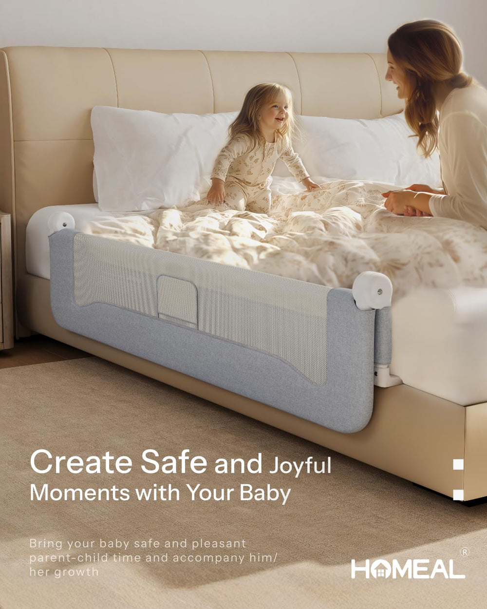 HOMEAL bed rail available in 32, 47, and 59 inch sizes